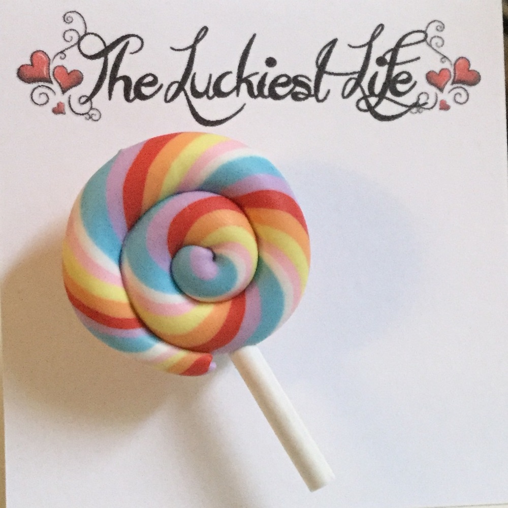 BRAND NEW!  Cute Handmade Striped Lollipop Pin